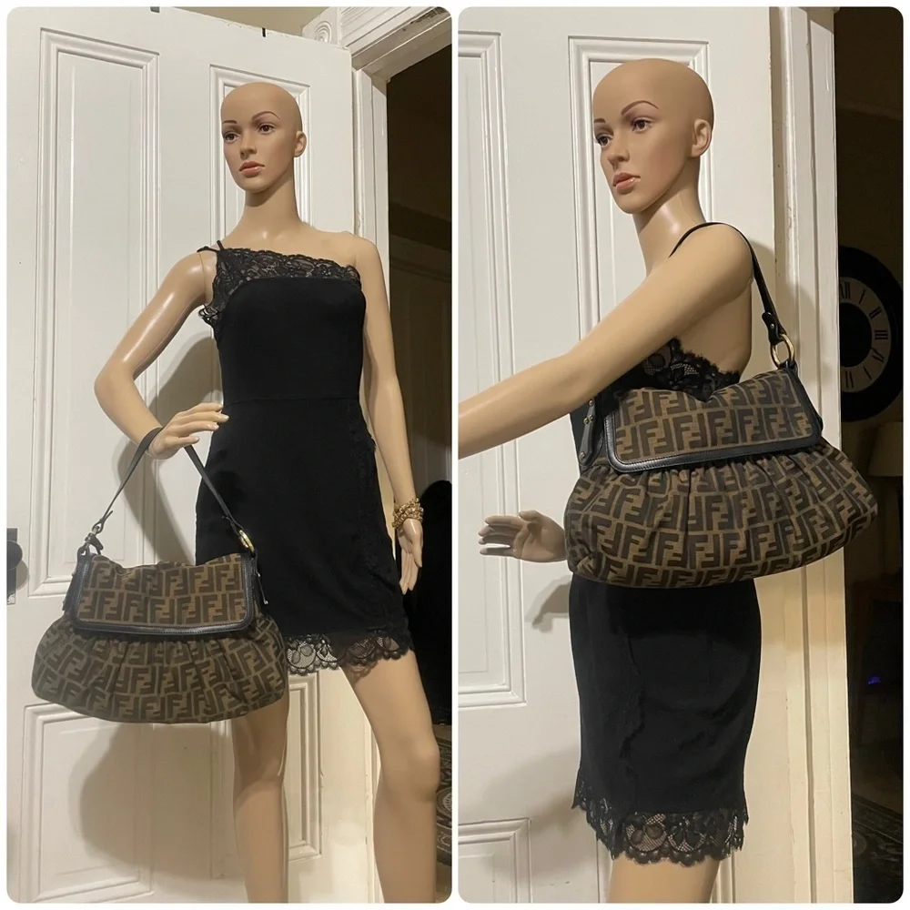 Fendi Zucca Canvas Shoulder Bag